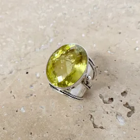 Lemon Quartz Ring with an Oval Checker Cut Stone - Nafisa