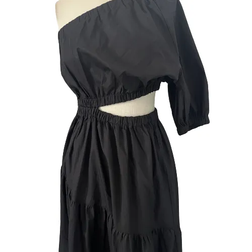 Mango Black Cut-out One Shoulder Maxi Dress | Gently Used |