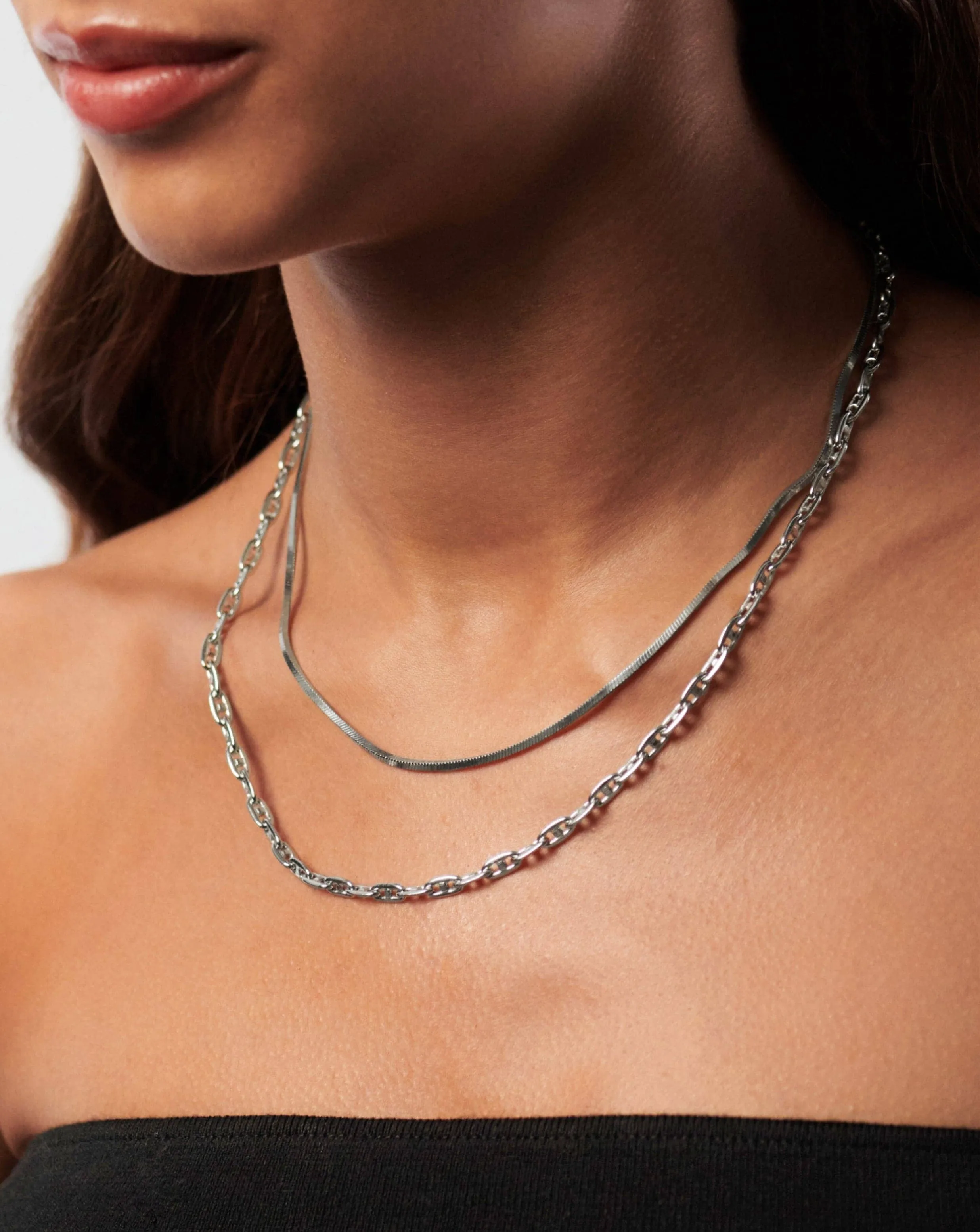 Mariner Long Chain Necklace | Silver Plated