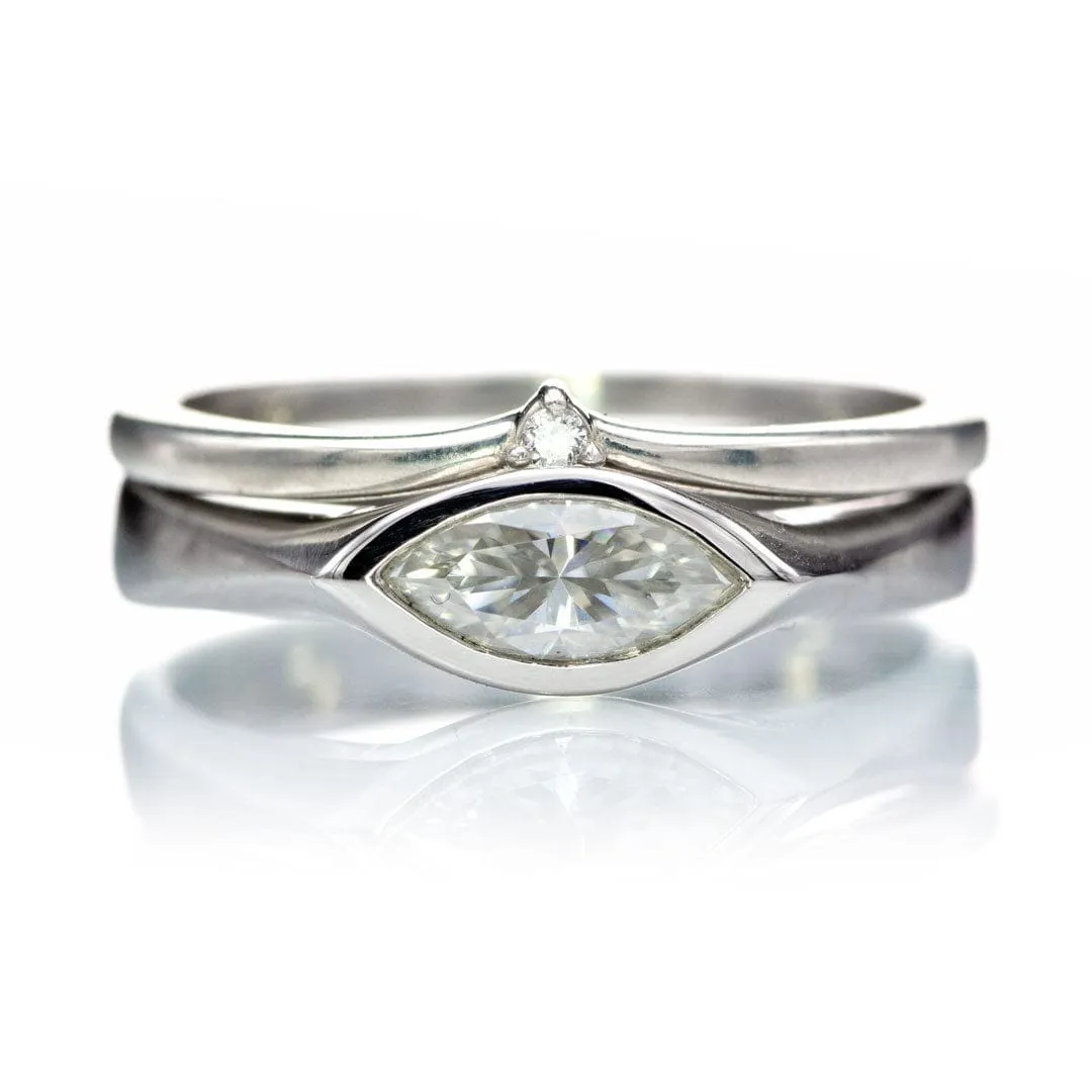 Marquise Moissanite Bezel Solitaire Engagement Ring