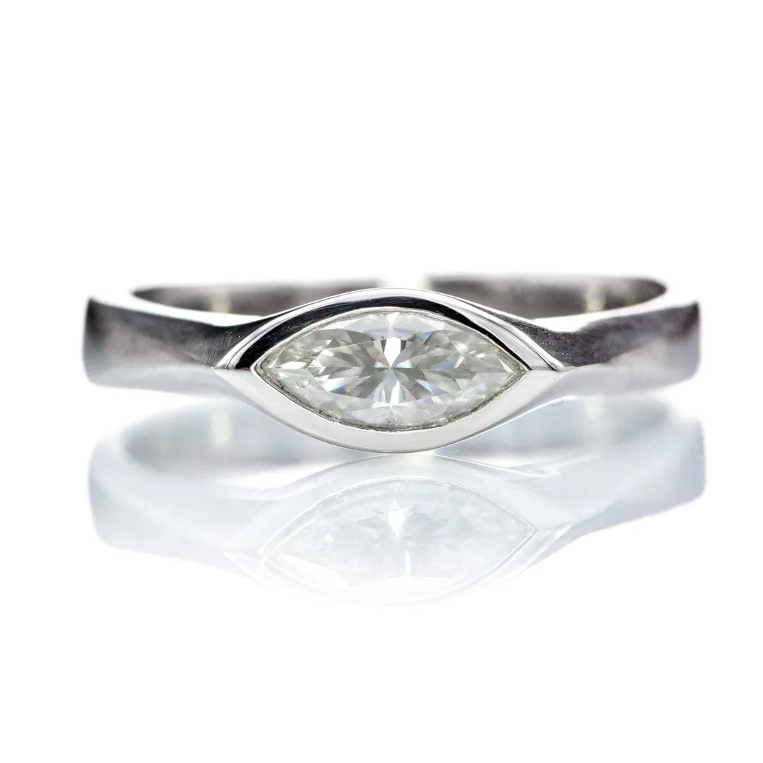 Marquise Moissanite Bezel Solitaire Engagement Ring