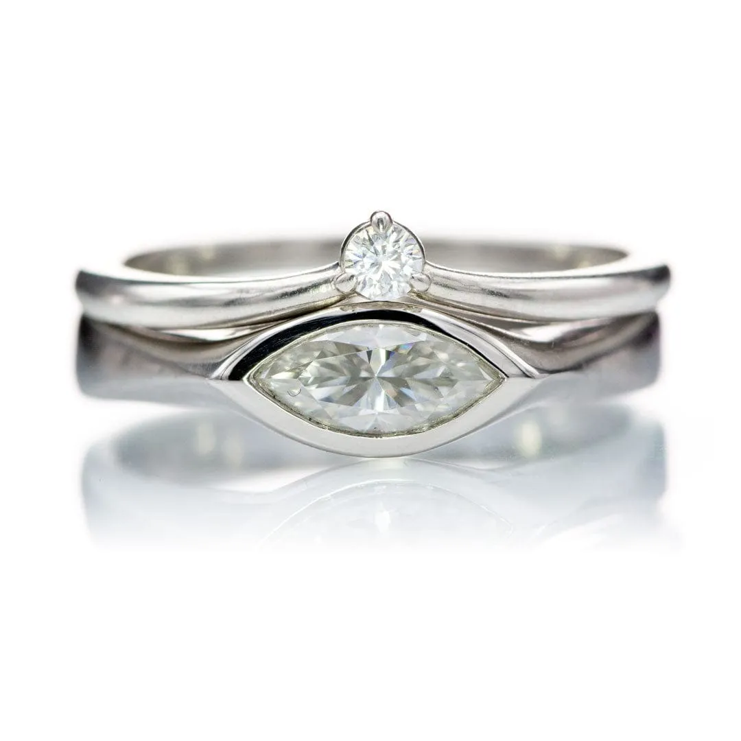 Marquise Moissanite Bezel Solitaire Engagement Ring