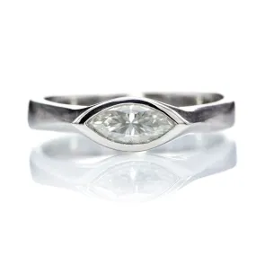 Marquise Moissanite Bezel Solitaire Engagement Ring