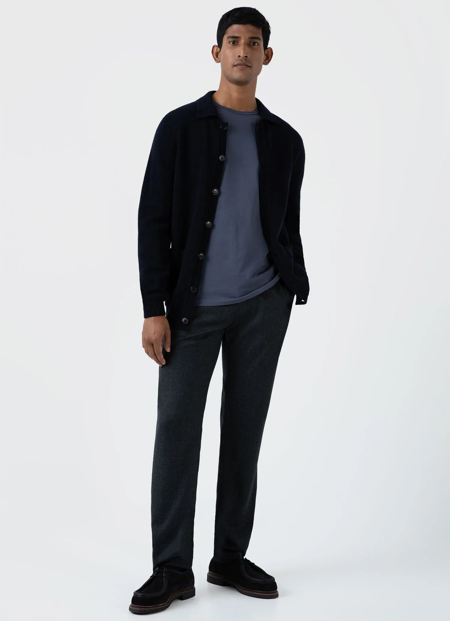 Men's Lambswool Jacket in Dark Navy Mouline