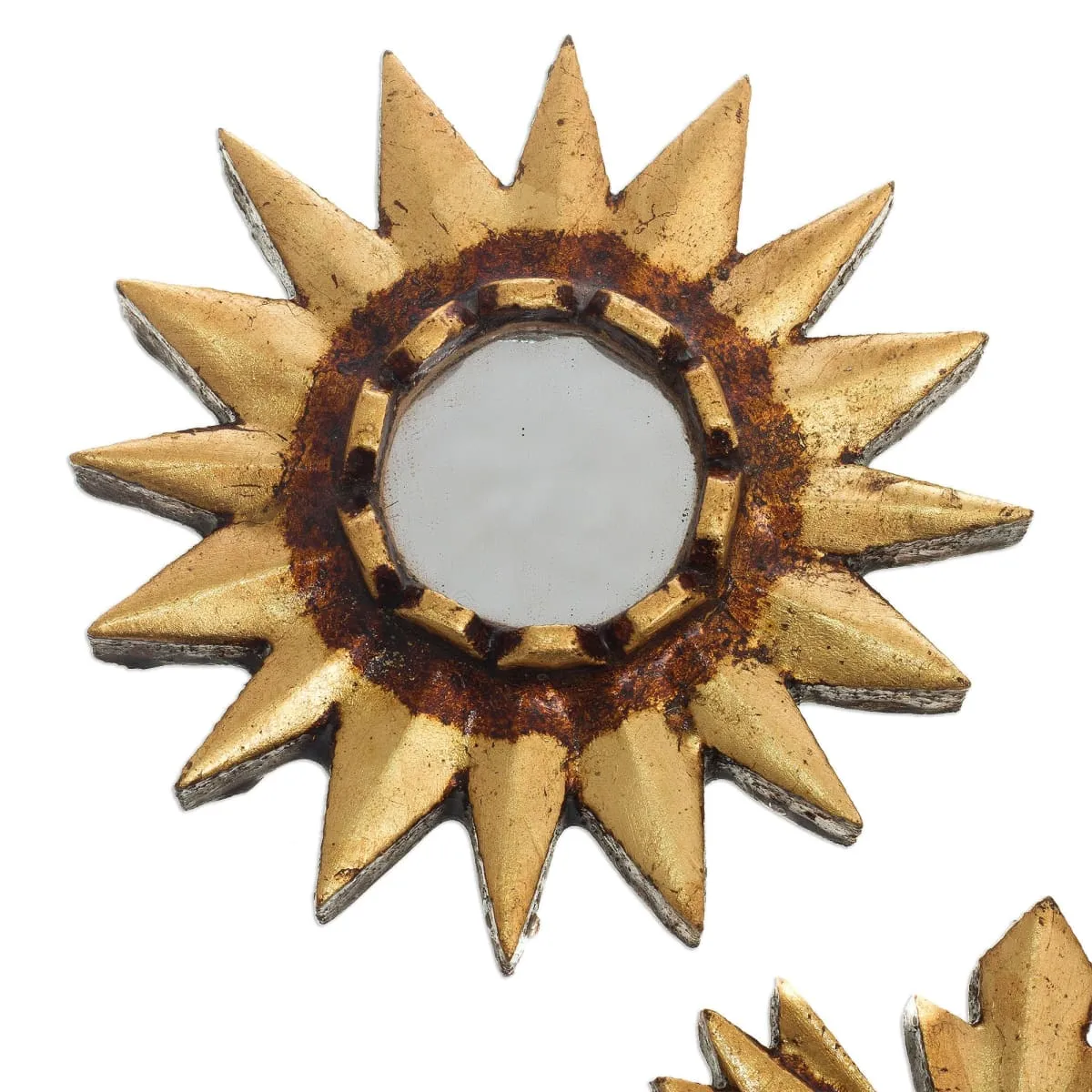 Novica Ancient Suns In Bronze Mirrored Wood Wall Accents (Set Of 3)