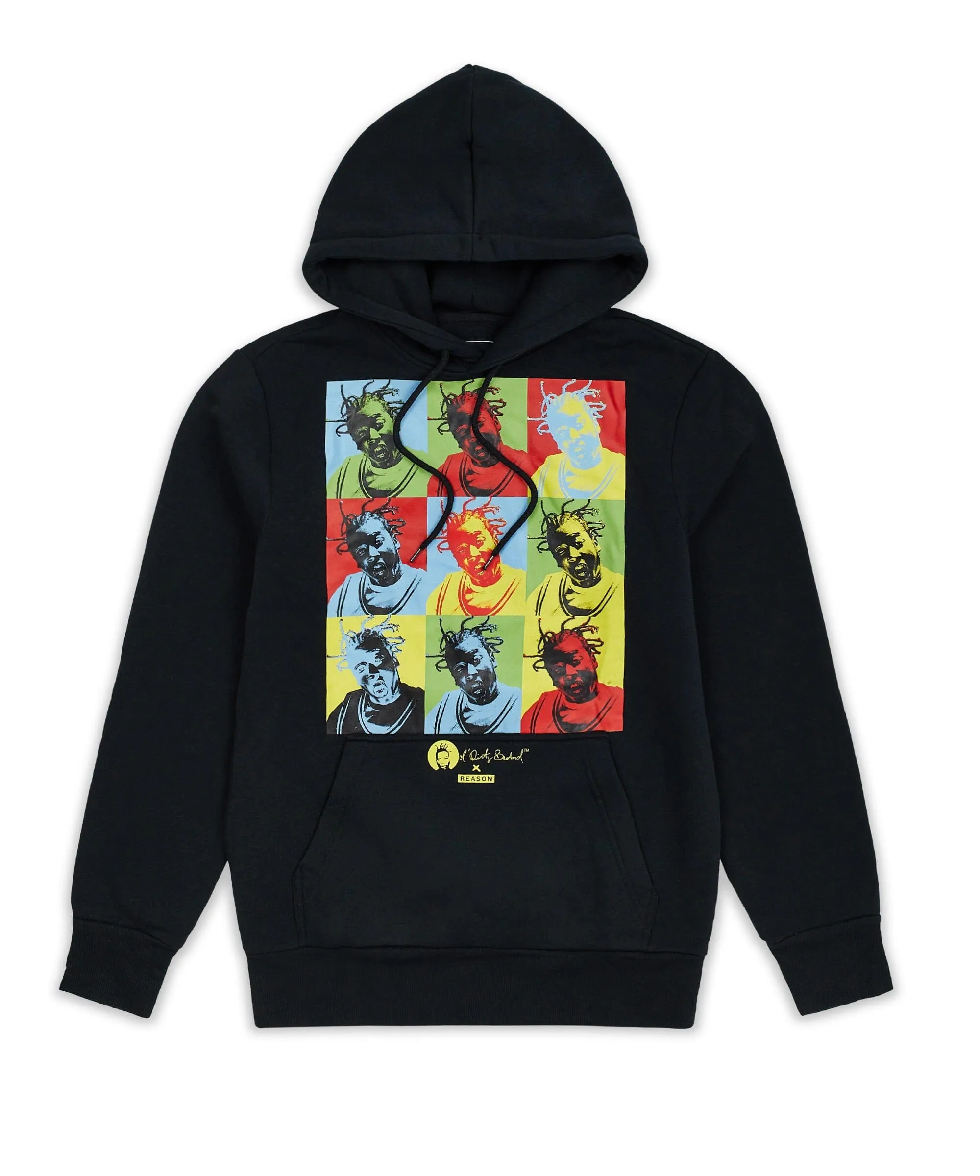 ODB Front Print Washed Hoodie - Black