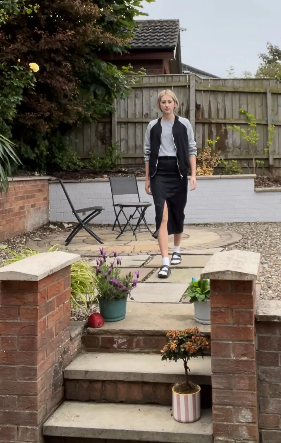 Organic Colour Block Bomber in Grey & Black