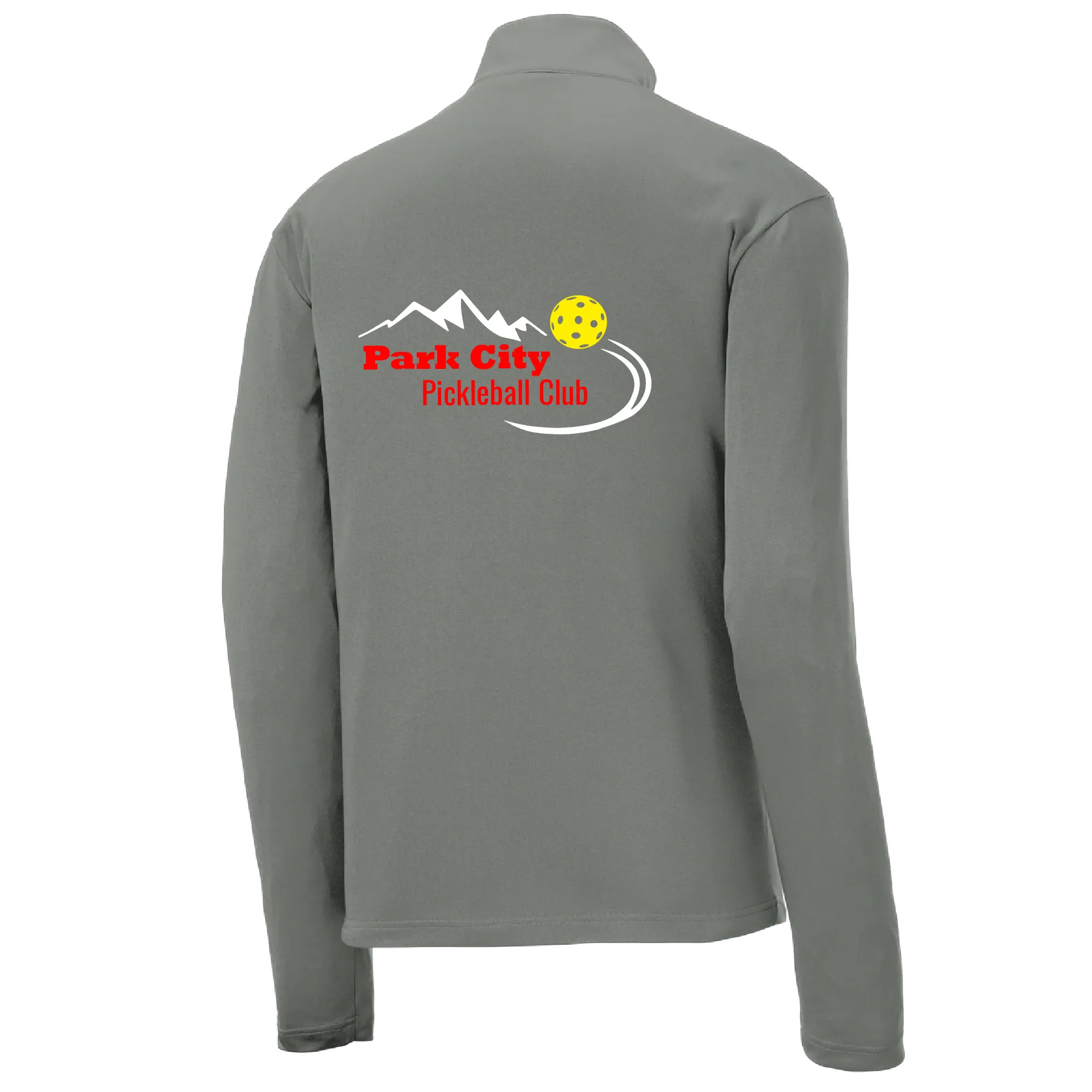 Park City Pickleball Club (Red Words) | Men's 1/4 Zip Long Sleeve Pullover Athletic Shirt | 100% Polyester