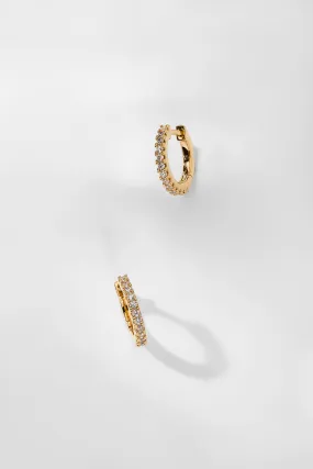 PERFECT HOOPS PAVE CZ 12MM HUGGIE HOOP EARRINGS