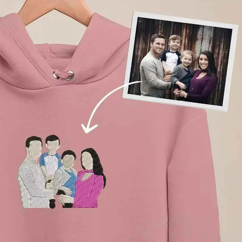 Personalized Embroidered Hoodies Custom Portrait From Photo Hoodie for Couple Valentines Day Gifts