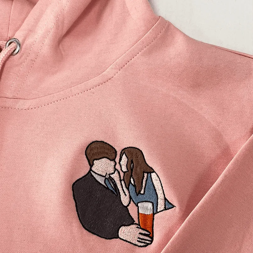 Personalized Embroidered Hoodies Custom Portrait From Photo Hoodie for Couple Valentines Day Gifts