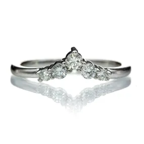 Phoebe Band -Graduated Diamond V-Shape Contoured Platinum Stacking Wedding Ring, Ready to Ship