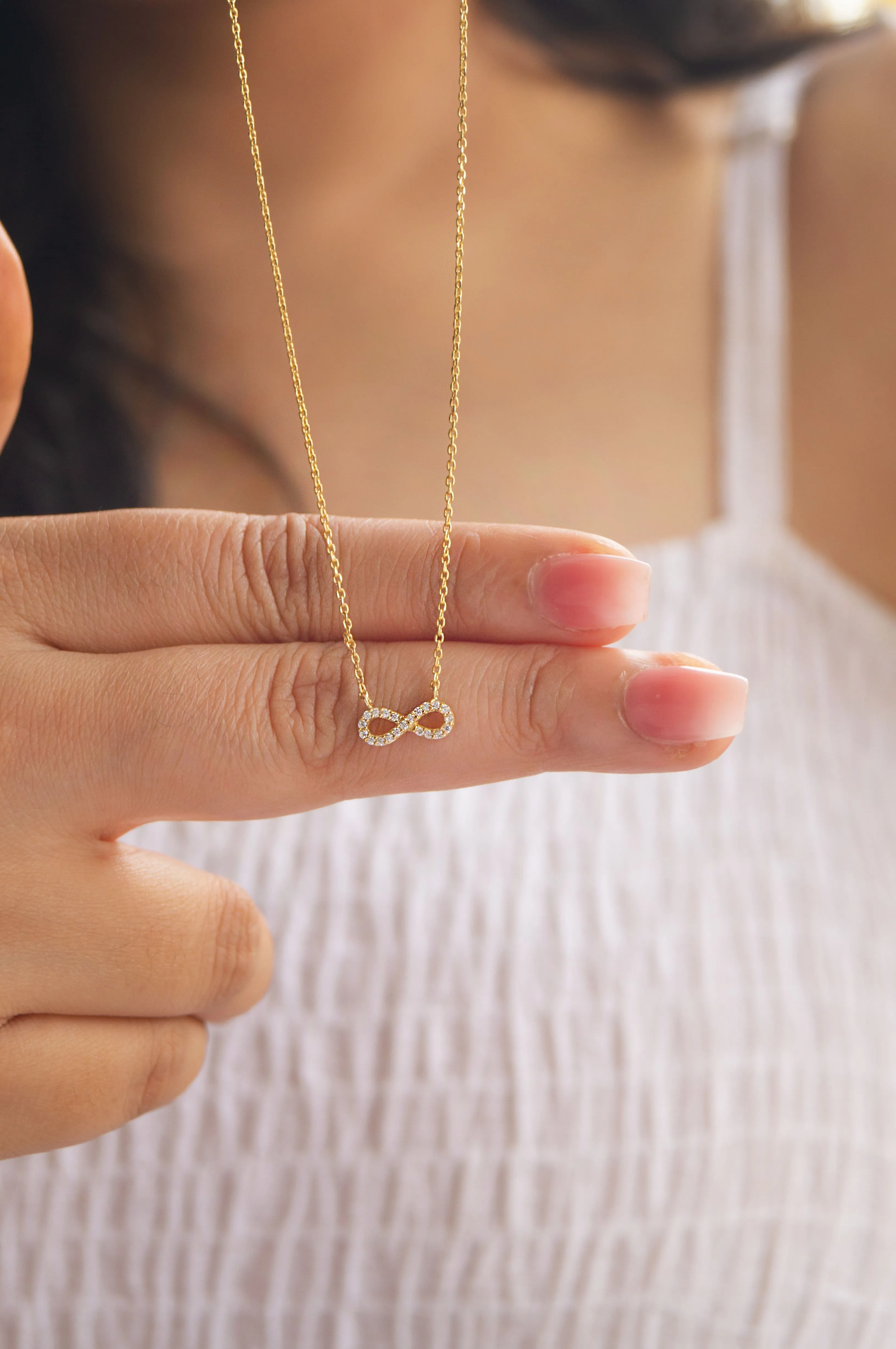 Pretty Tiny Infinity Gold Plated Sterling Silver Chain Necklace