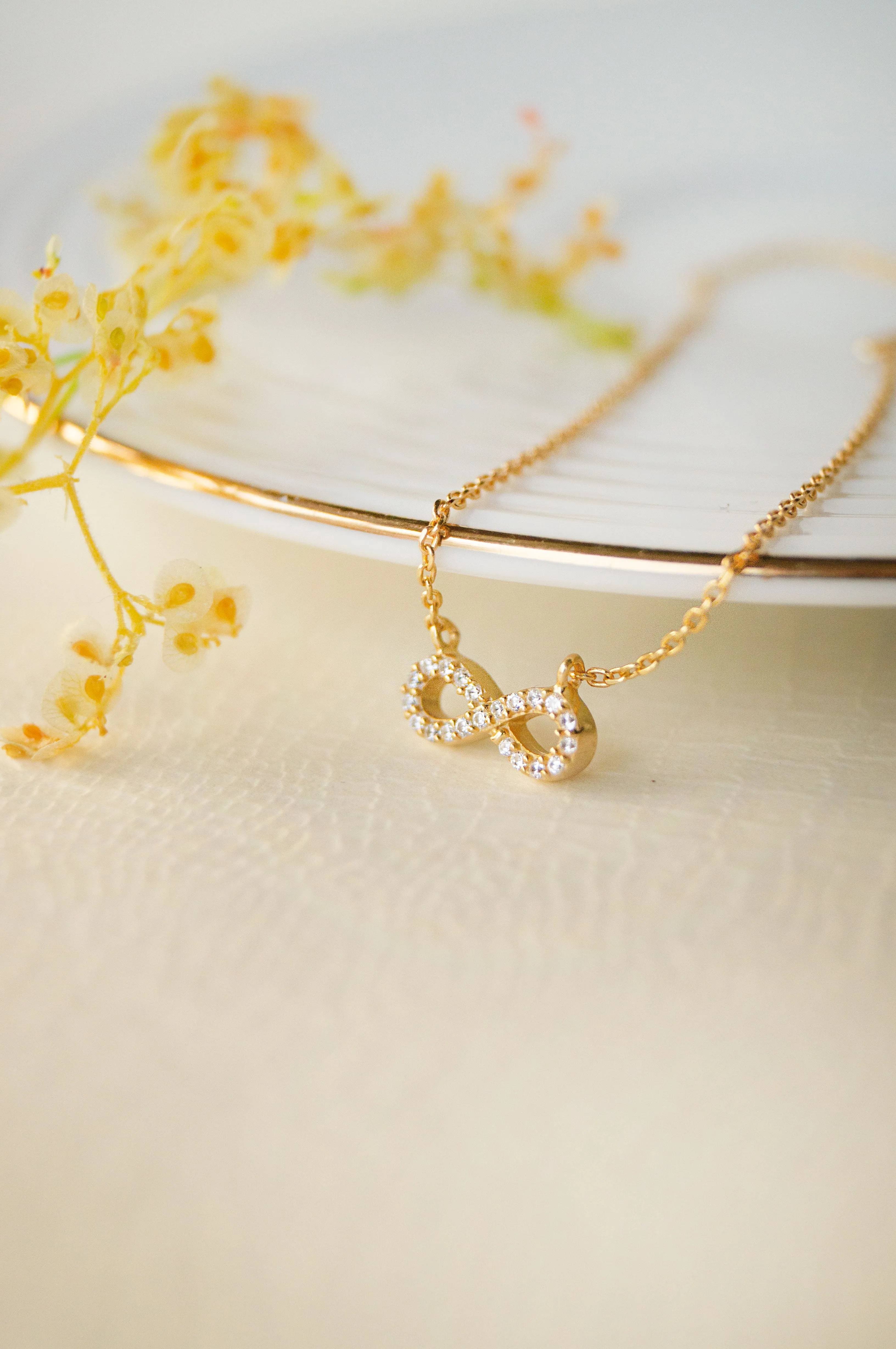 Pretty Tiny Infinity Gold Plated Sterling Silver Chain Necklace