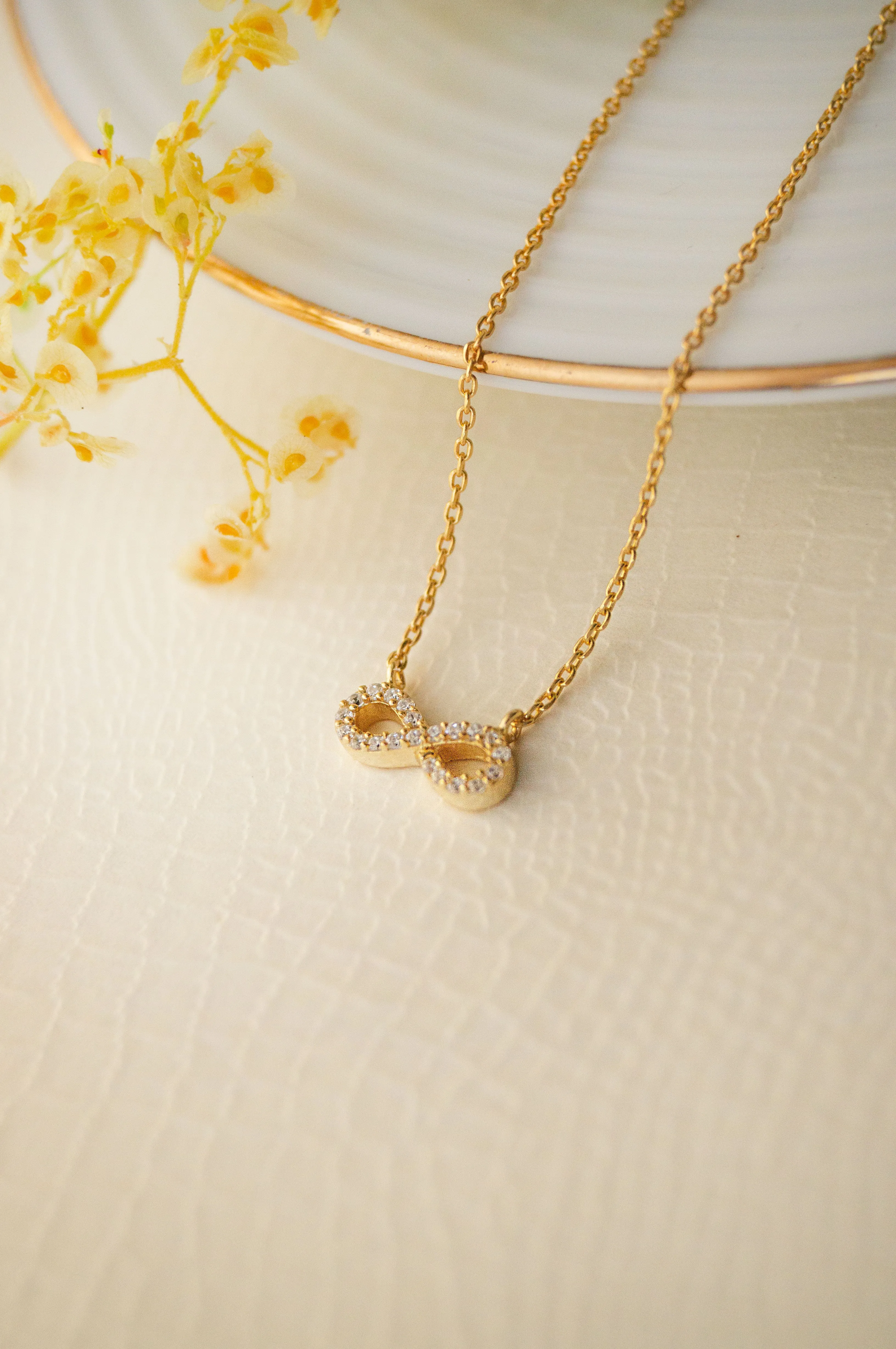 Pretty Tiny Infinity Gold Plated Sterling Silver Chain Necklace