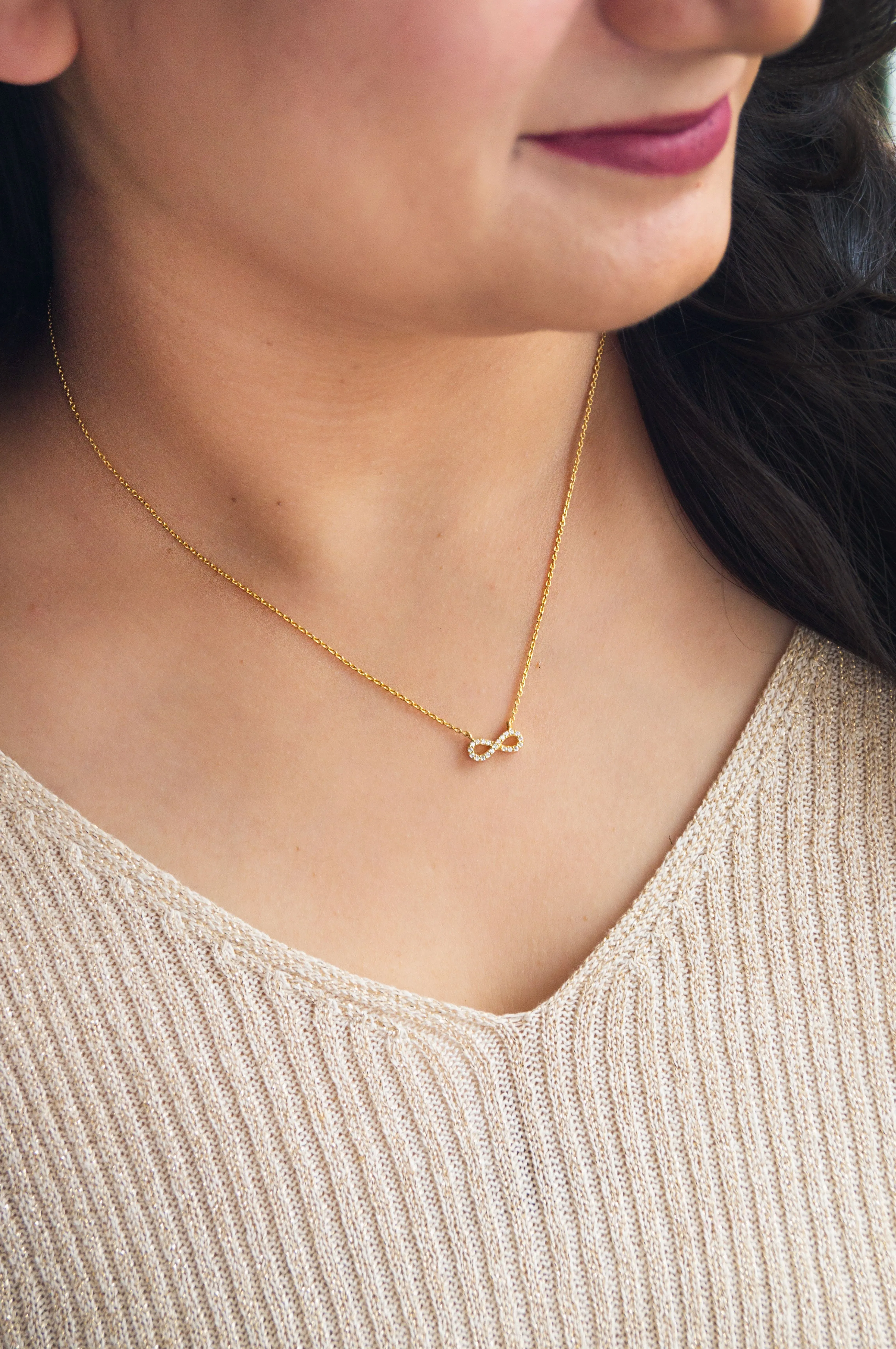 Pretty Tiny Infinity Gold Plated Sterling Silver Chain Necklace