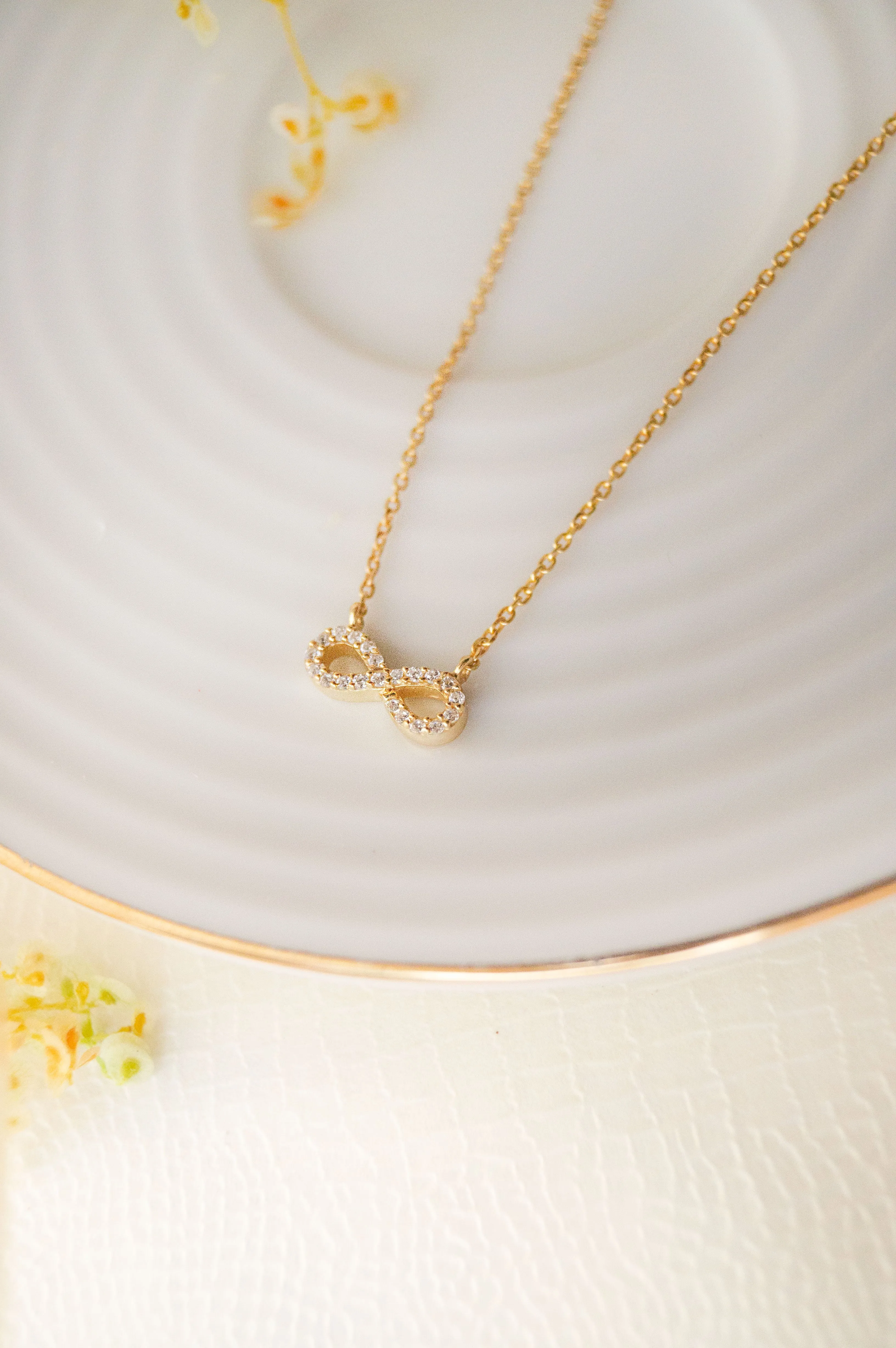 Pretty Tiny Infinity Gold Plated Sterling Silver Chain Necklace