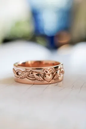 READY TO SHIP: Celtic wedding band in 14K rose gold, RING SIZE 9.5 US