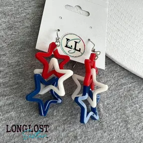 Red White Blue Star Earrings