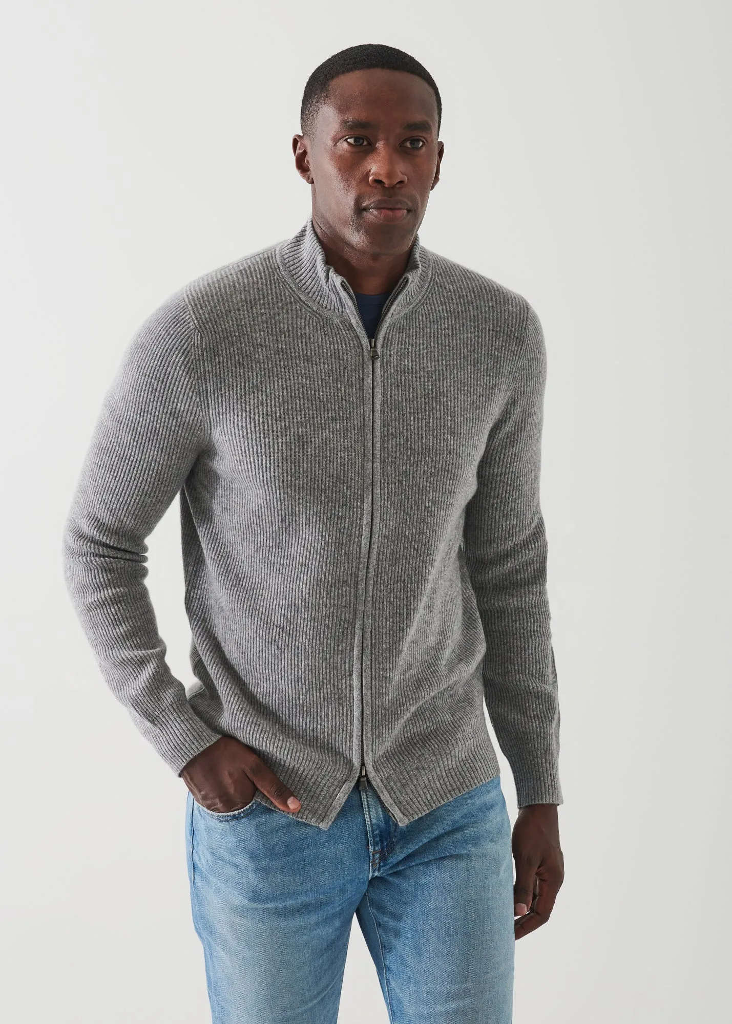 RIBBED CASHMERE FULL ZIP