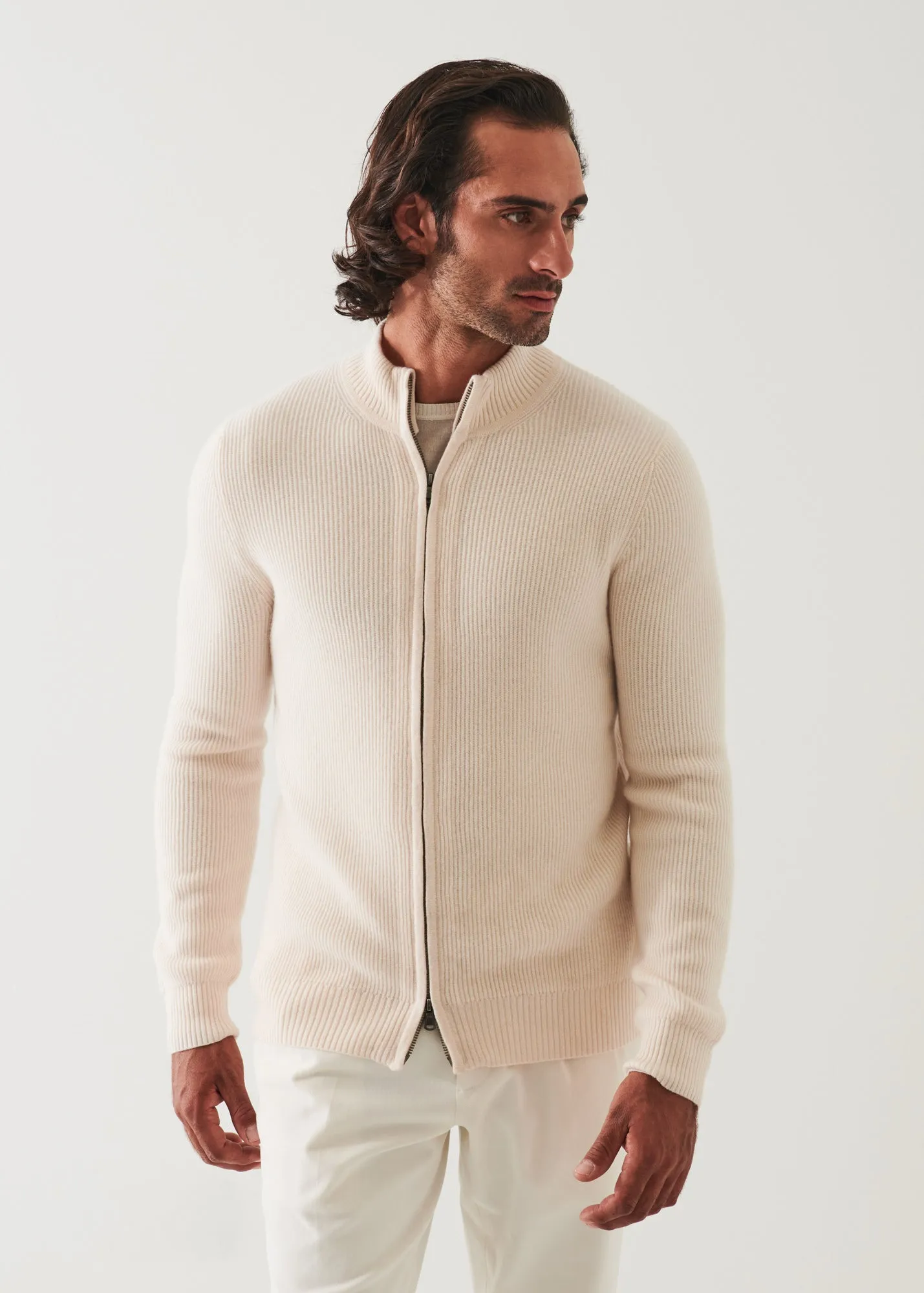 RIBBED CASHMERE FULL ZIP