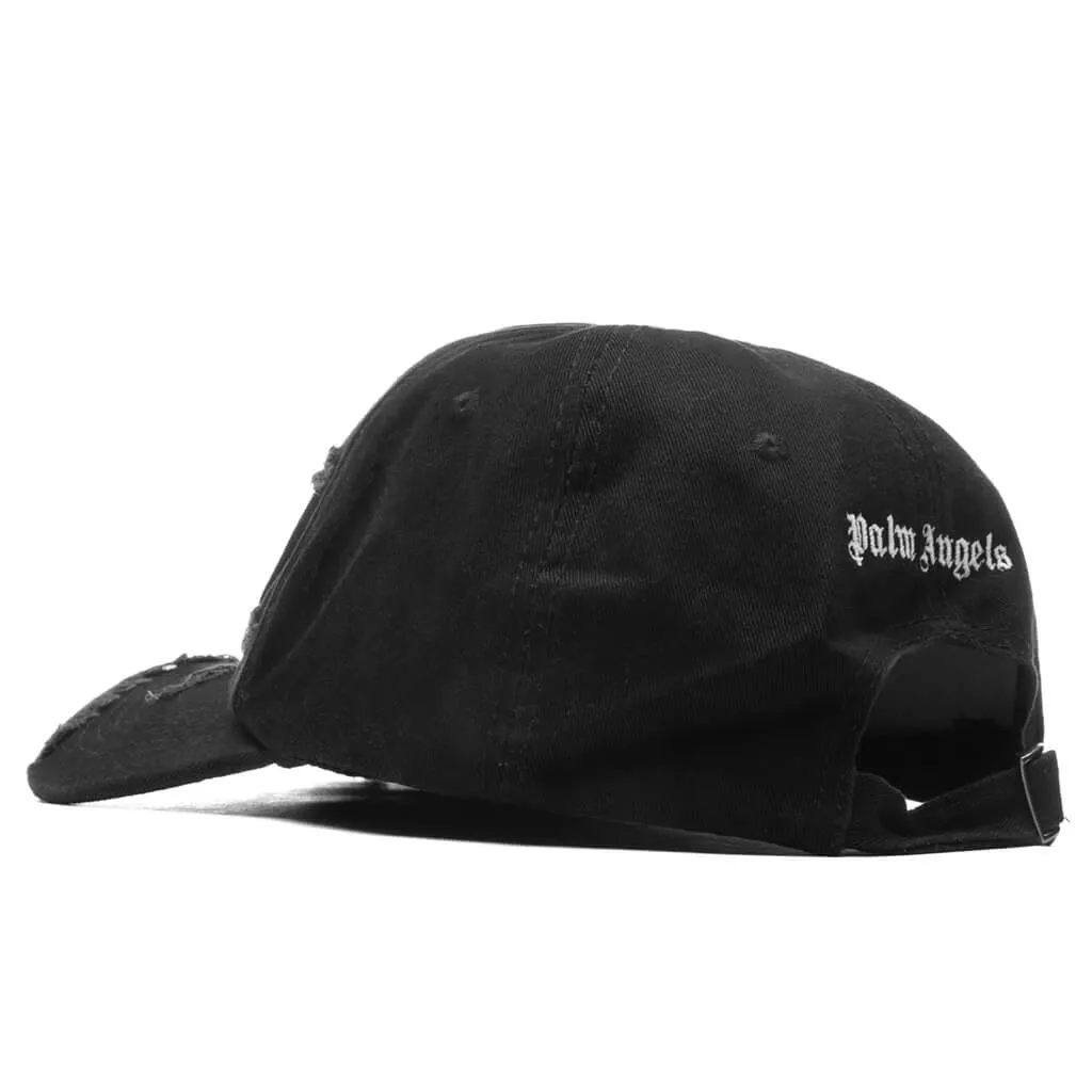 Ripped Logo Cap - Black/White