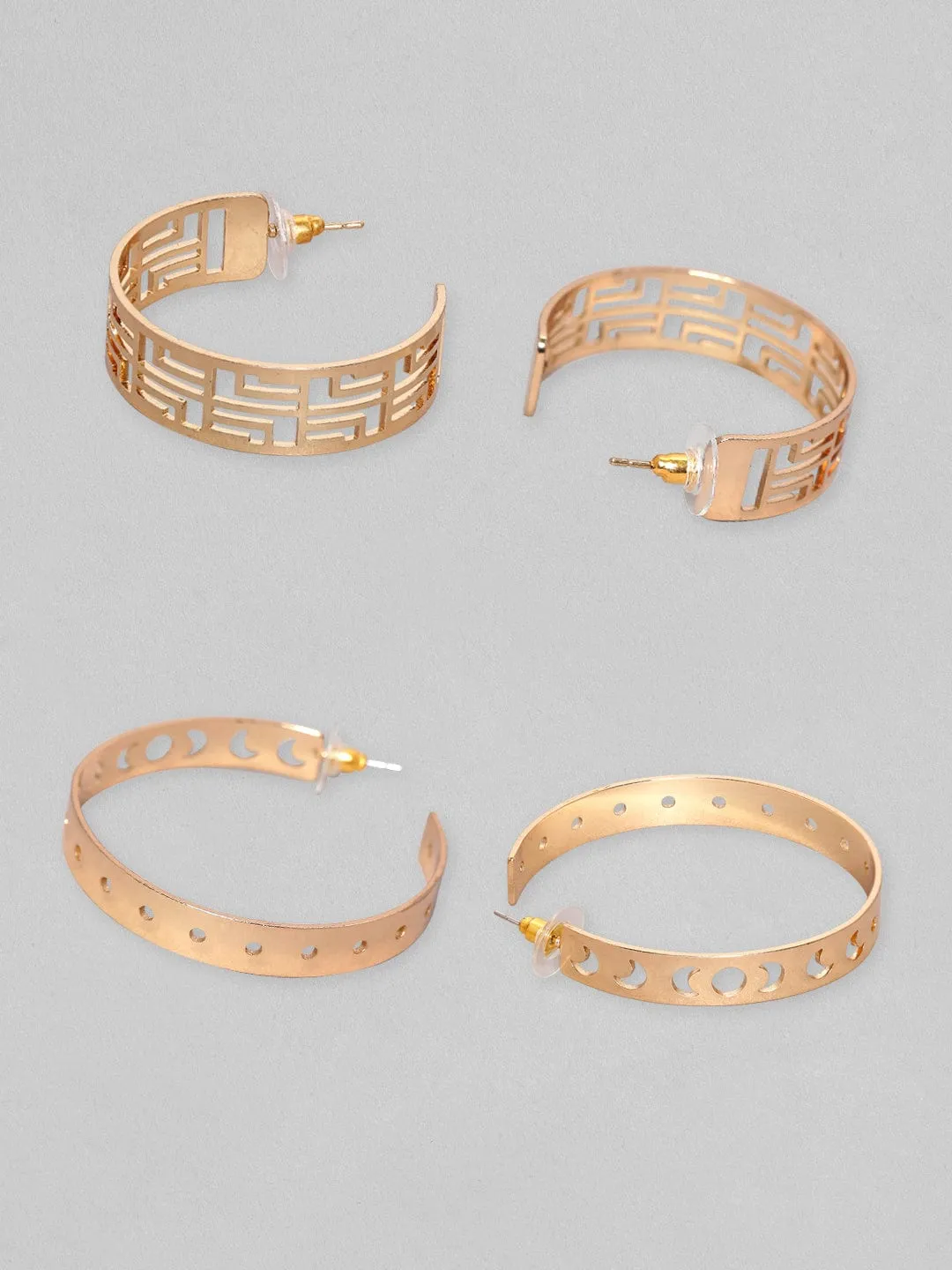 Rubans Voguish Set Of 2 Gold-Plated Circular Half-Hoop Earrings