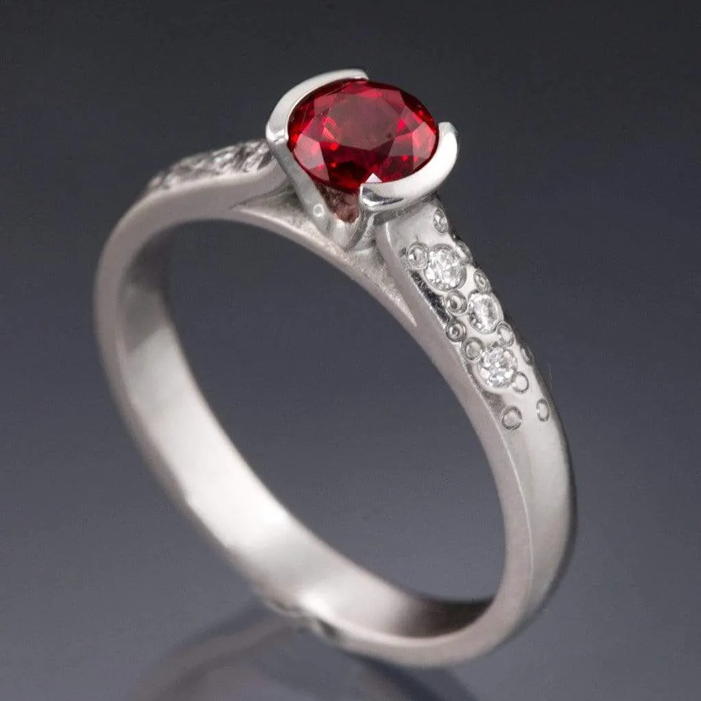 Ruby Half Bezel Diamond Star Dust Engagement Ring