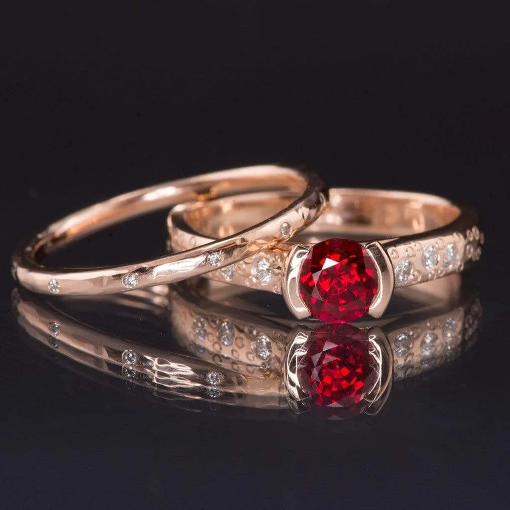 Ruby Half Bezel Diamond Star Dust Engagement Ring