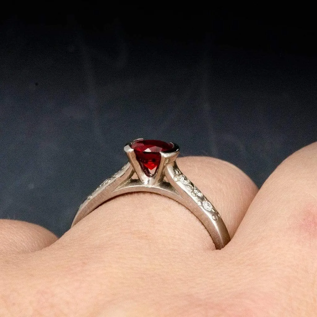 Ruby Half Bezel Diamond Star Dust Engagement Ring