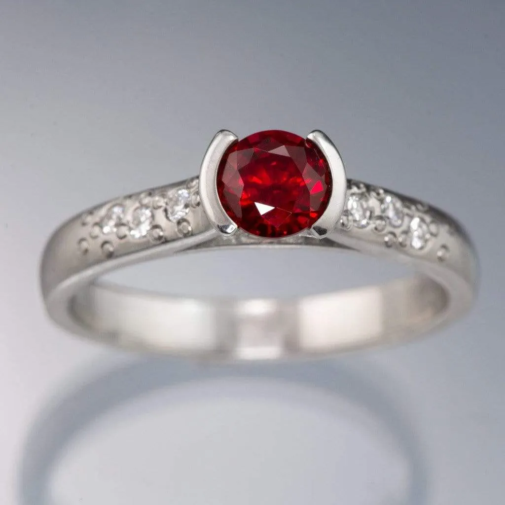 Ruby Half Bezel Diamond Star Dust Engagement Ring