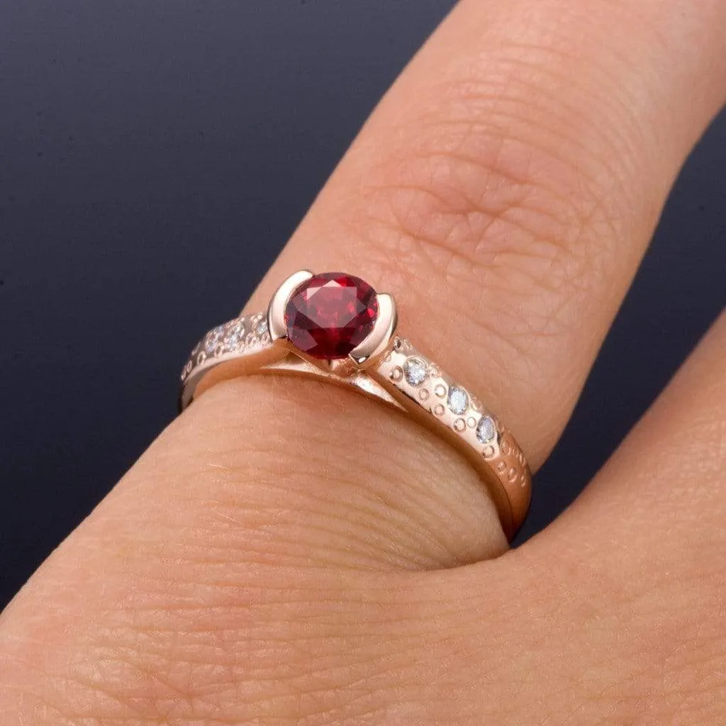 Ruby Half Bezel Diamond Star Dust Engagement Ring