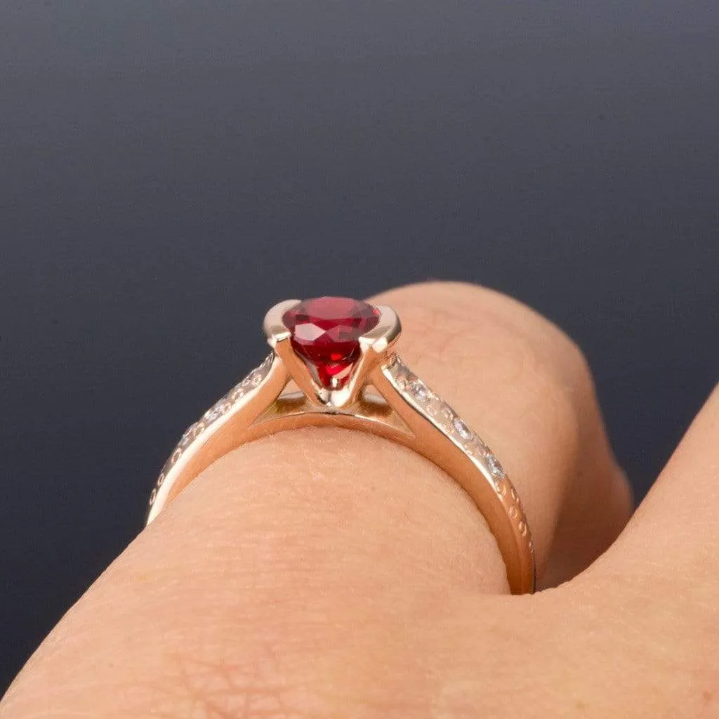 Ruby Half Bezel Diamond Star Dust Engagement Ring