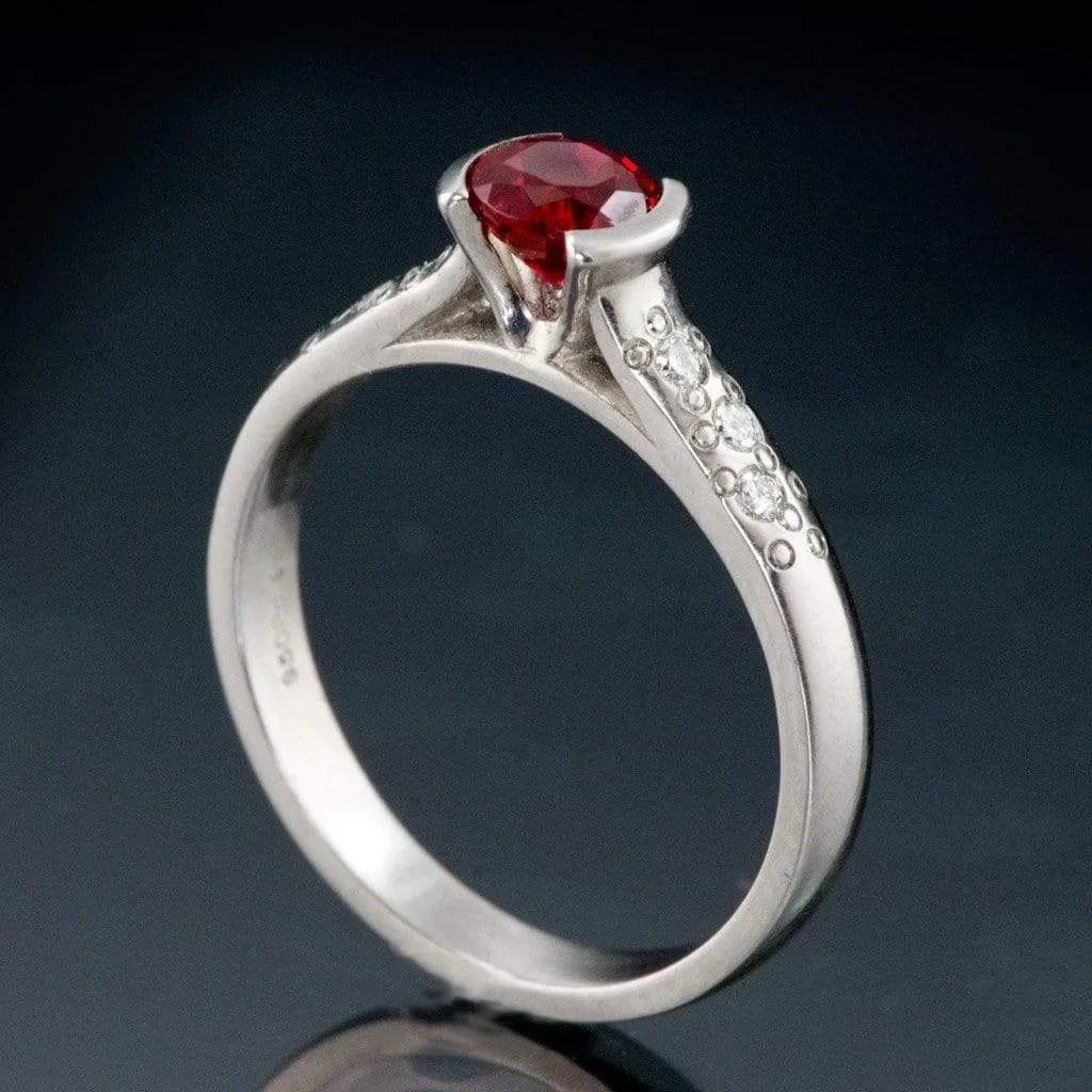 Ruby Half Bezel Diamond Star Dust Engagement Ring