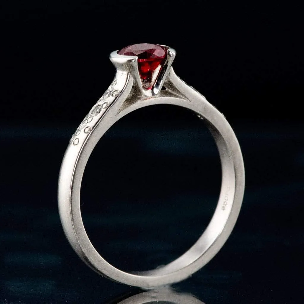 Ruby Half Bezel Diamond Star Dust Engagement Ring