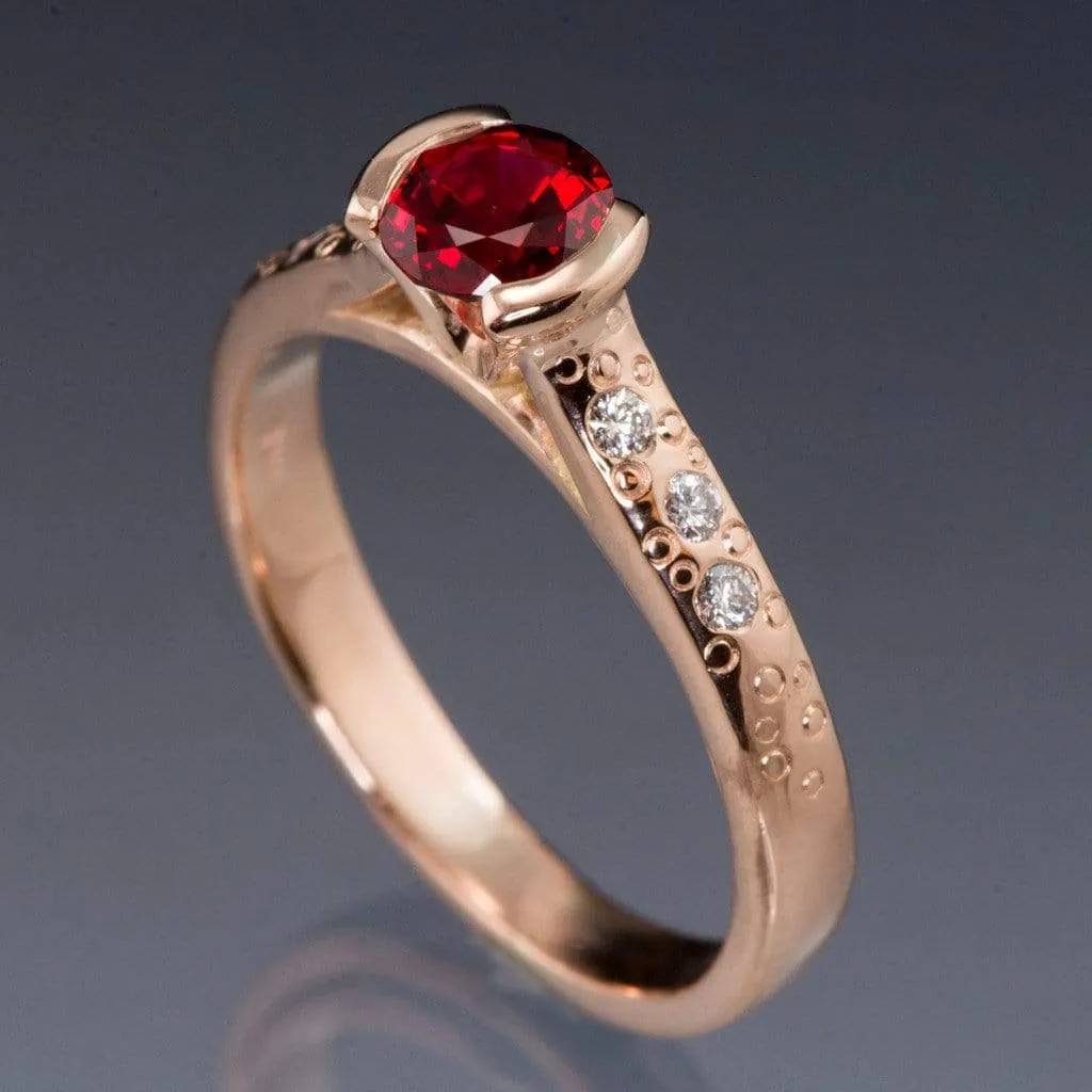 Ruby Half Bezel Diamond Star Dust Engagement Ring