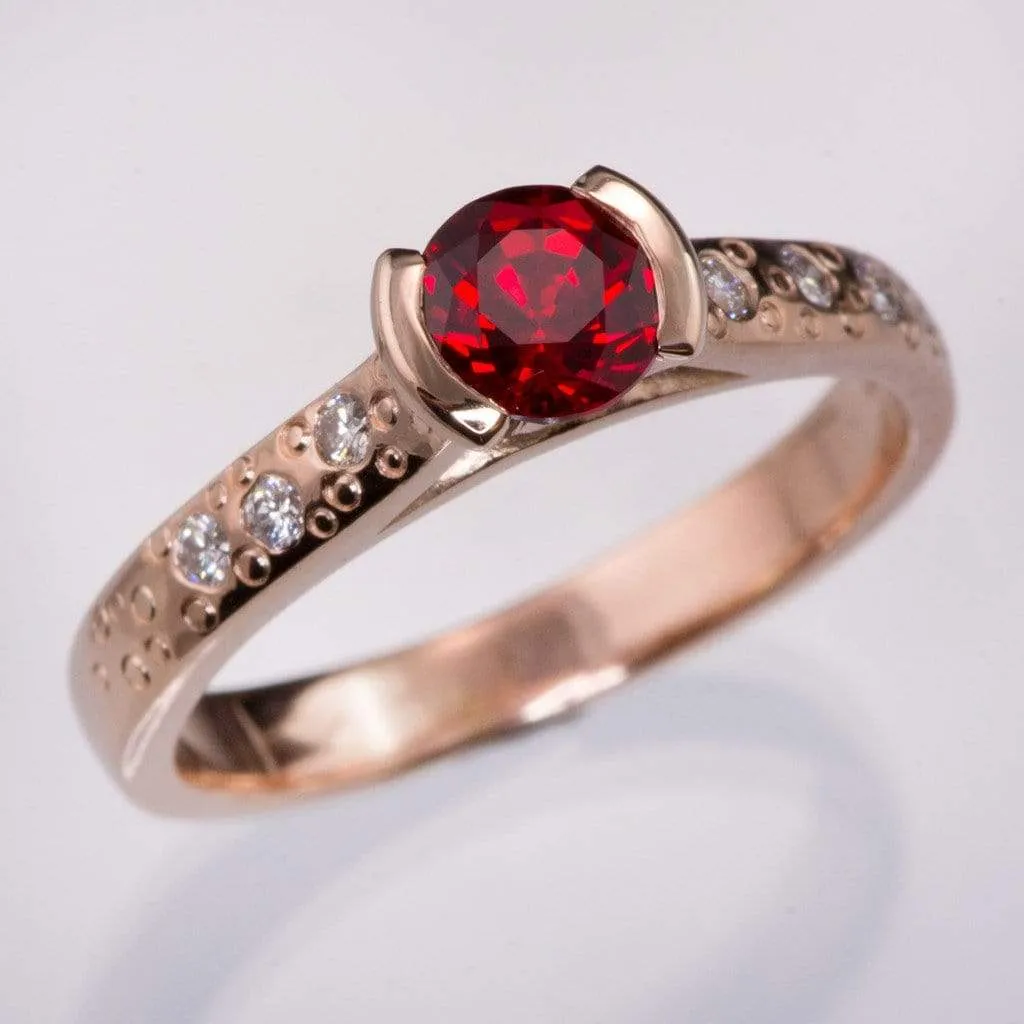 Ruby Half Bezel Diamond Star Dust Engagement Ring