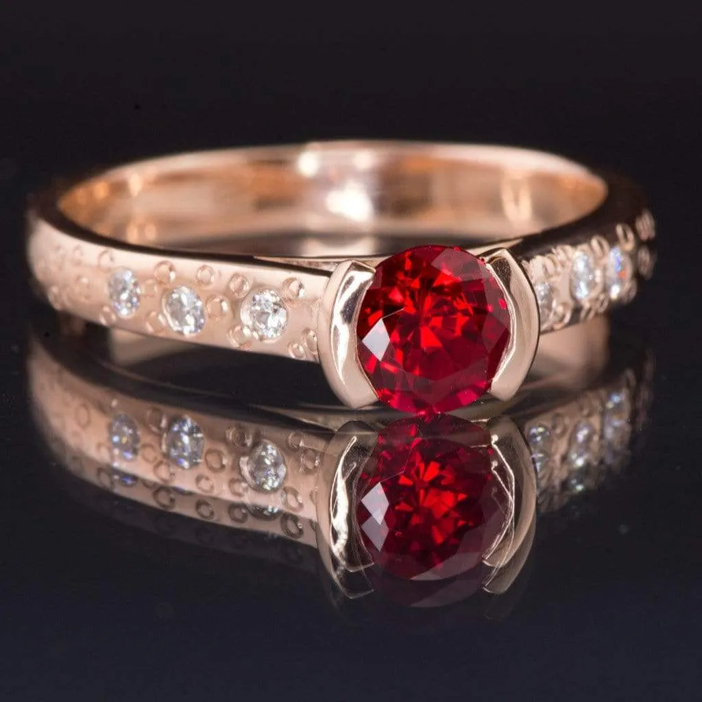 Ruby Half Bezel Diamond Star Dust Engagement Ring