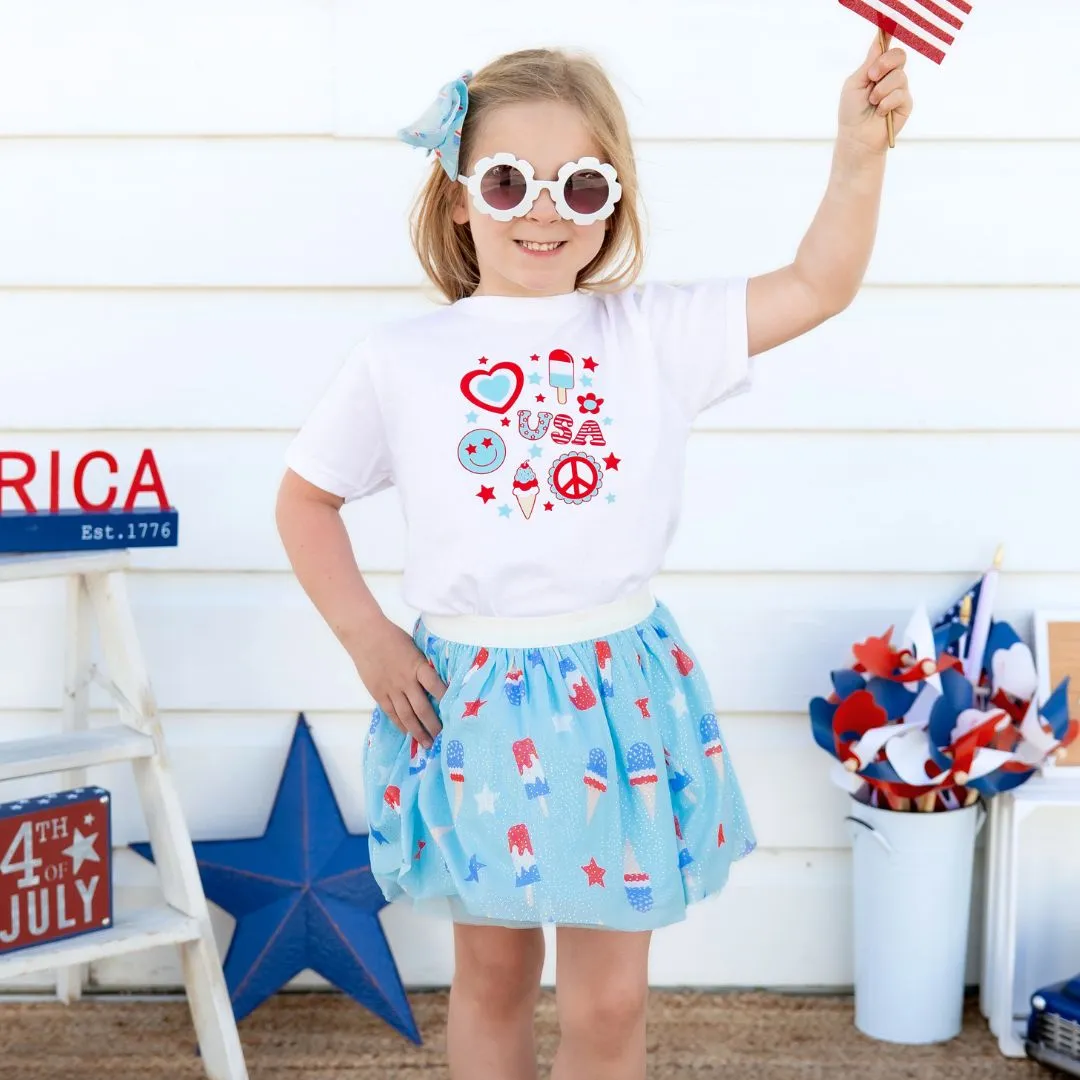 Sweet Wink 4th Of July Doodle S/S Tee - White