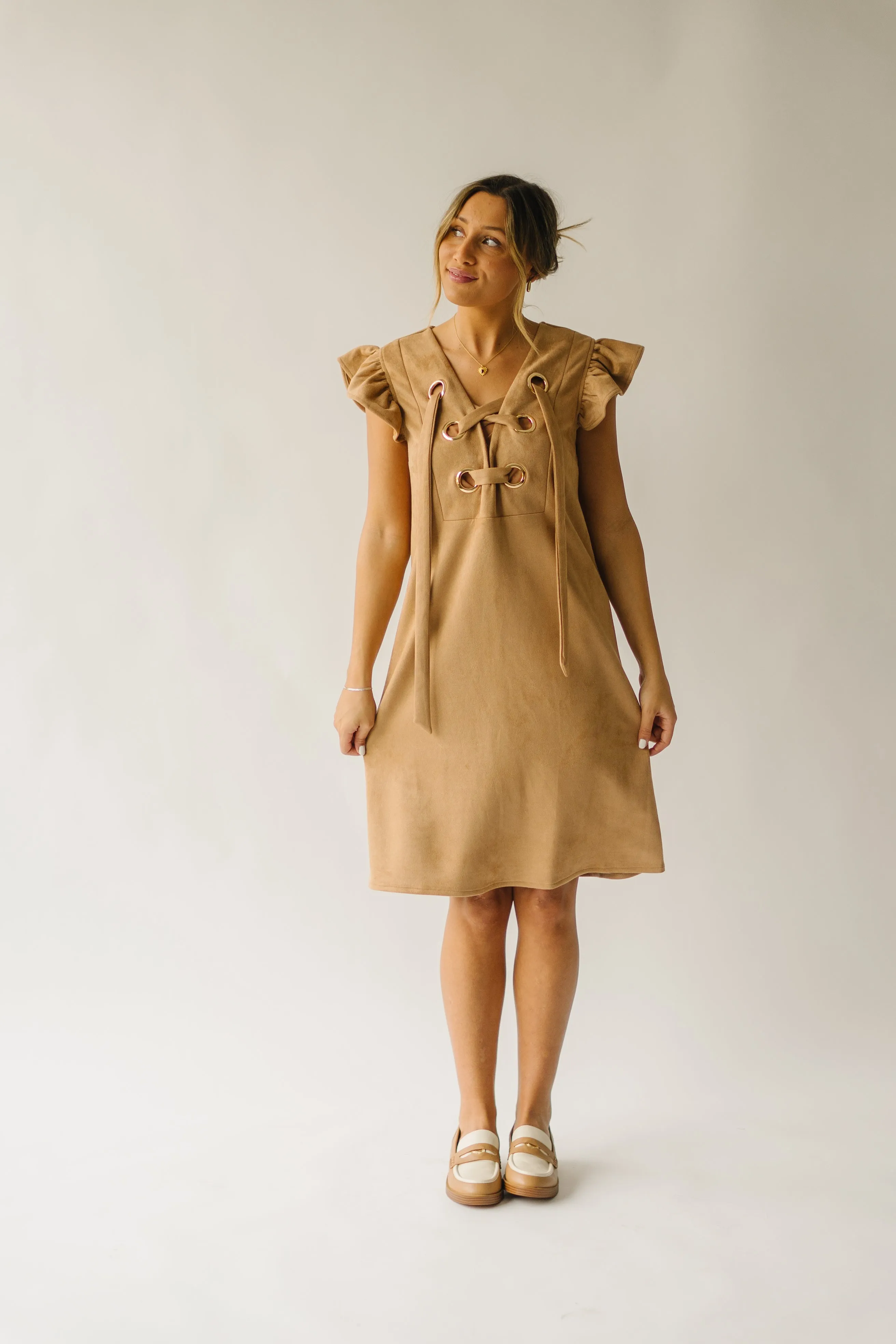 The Alamosa Laced-Up Dress in Camel