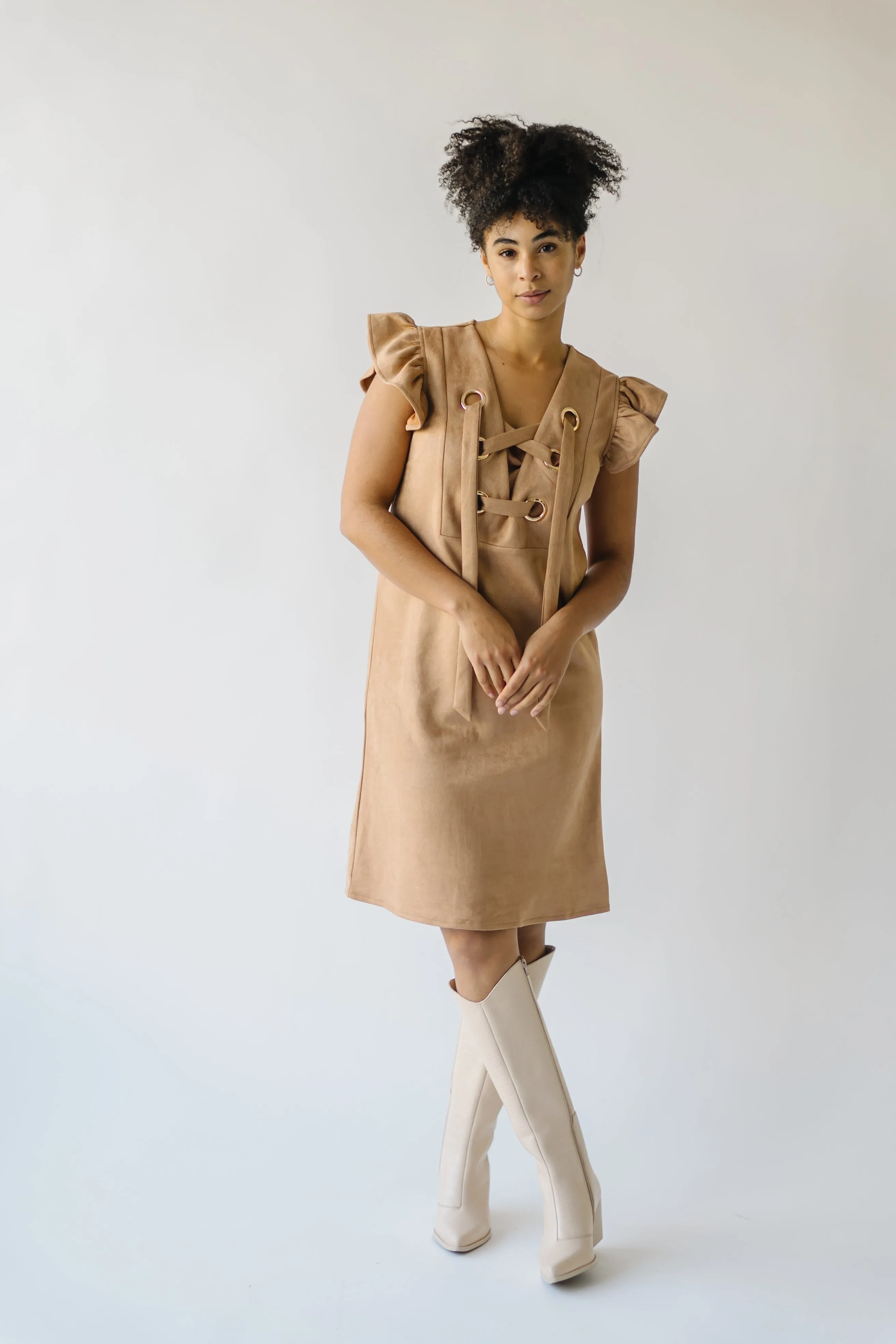 The Alamosa Laced-Up Dress in Camel