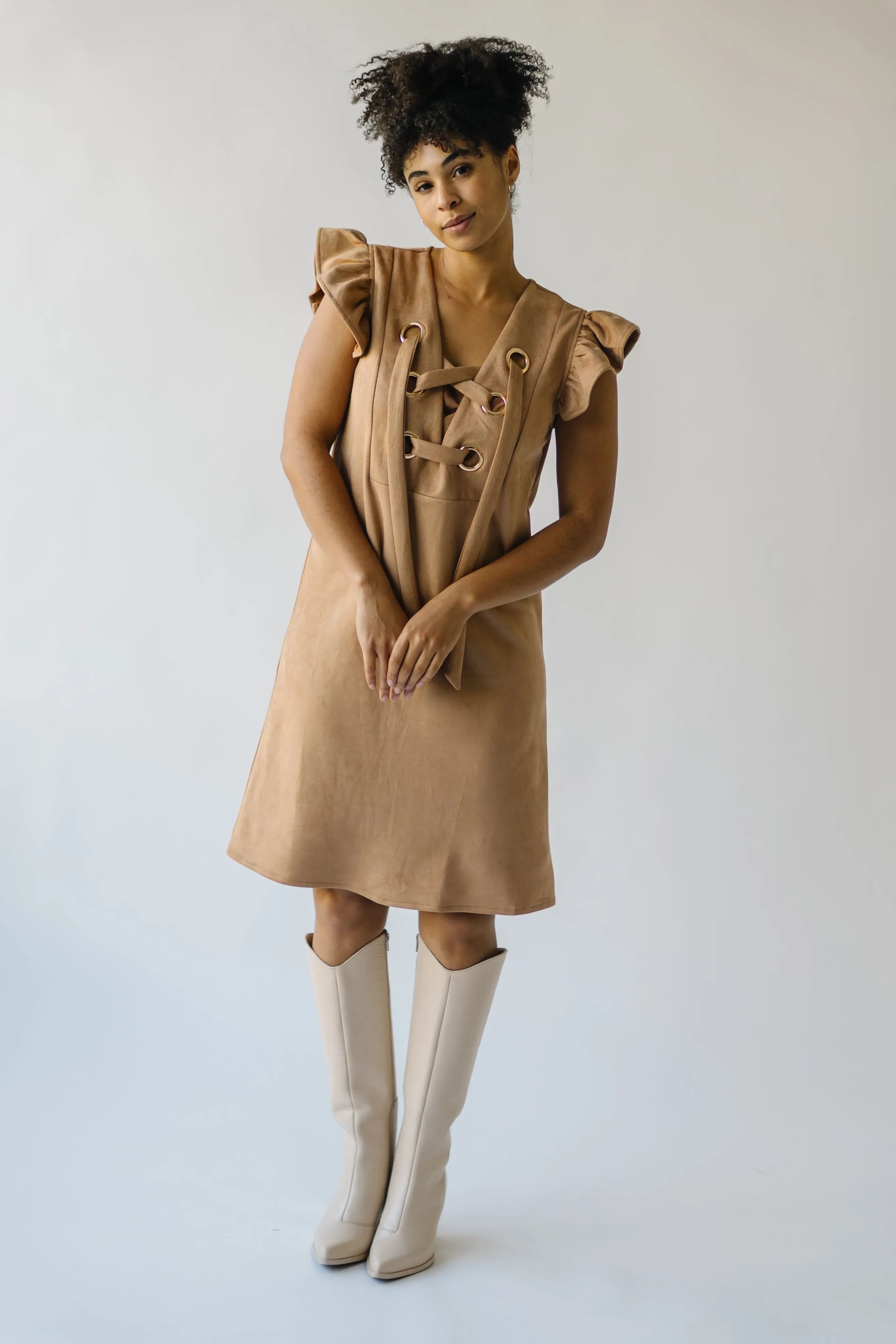 The Alamosa Laced-Up Dress in Camel