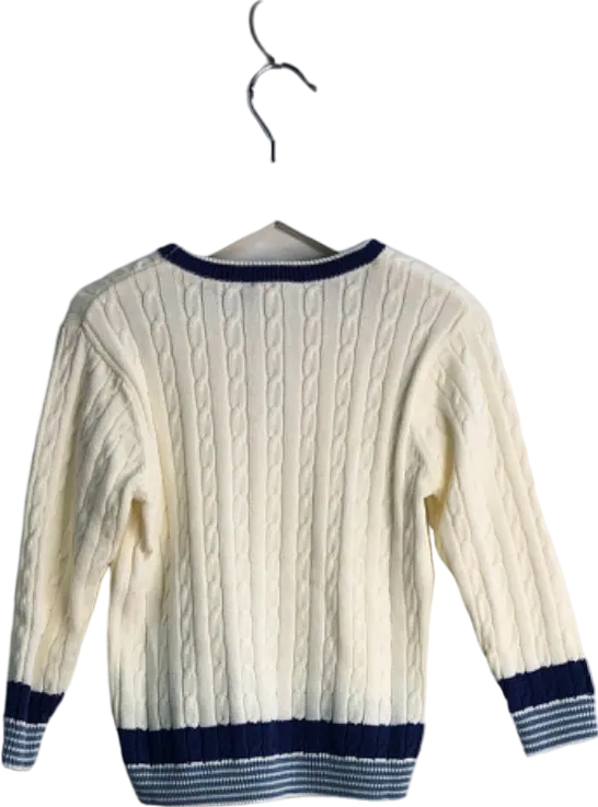 Tutto Piccolo Cream Blue Cable Knit Jumper UK 3 Years