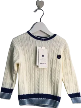 Tutto Piccolo Cream Blue Cable Knit Jumper UK 3 Years