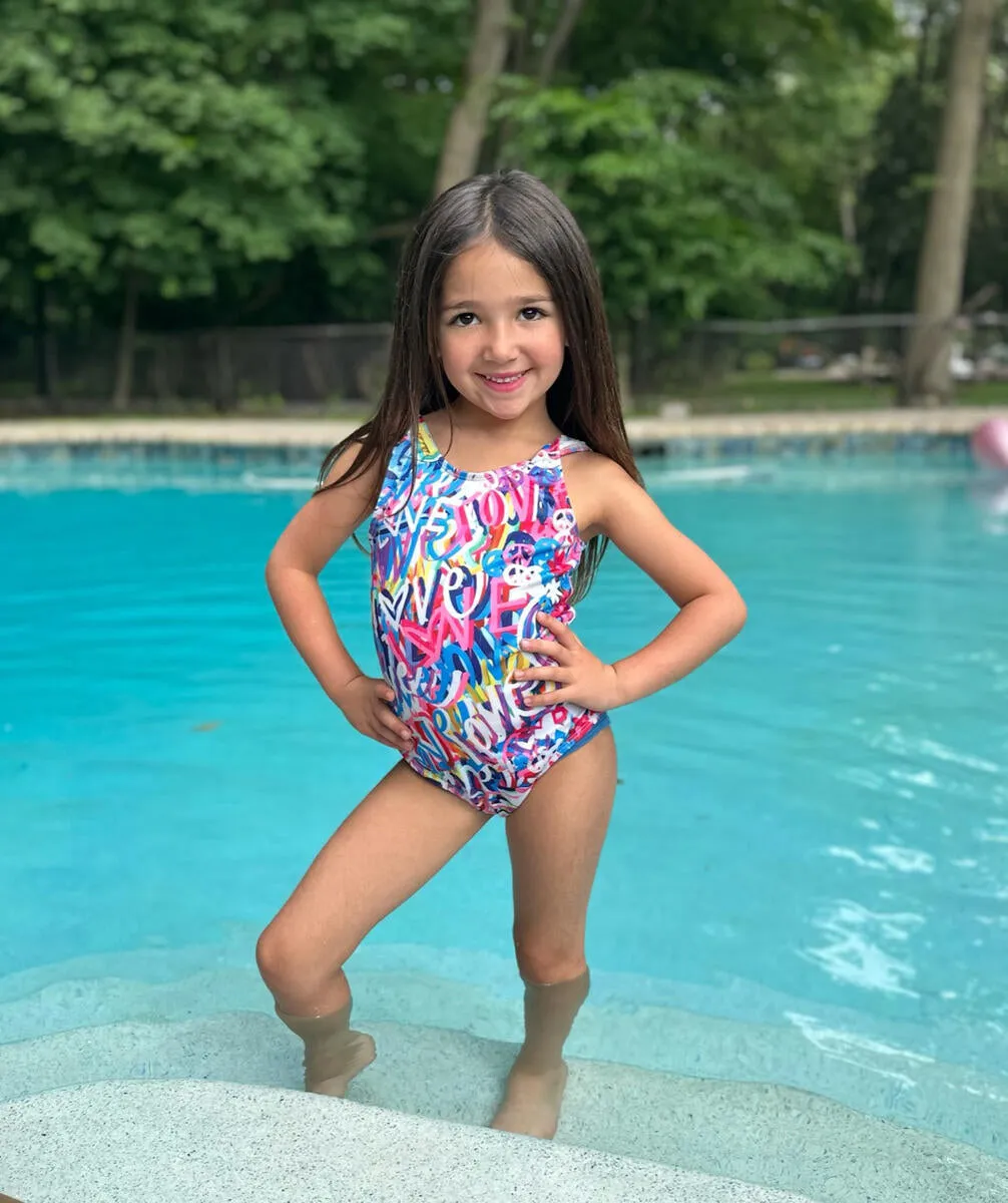 Tweenstyle by Stoopher Love Print Swimsuit