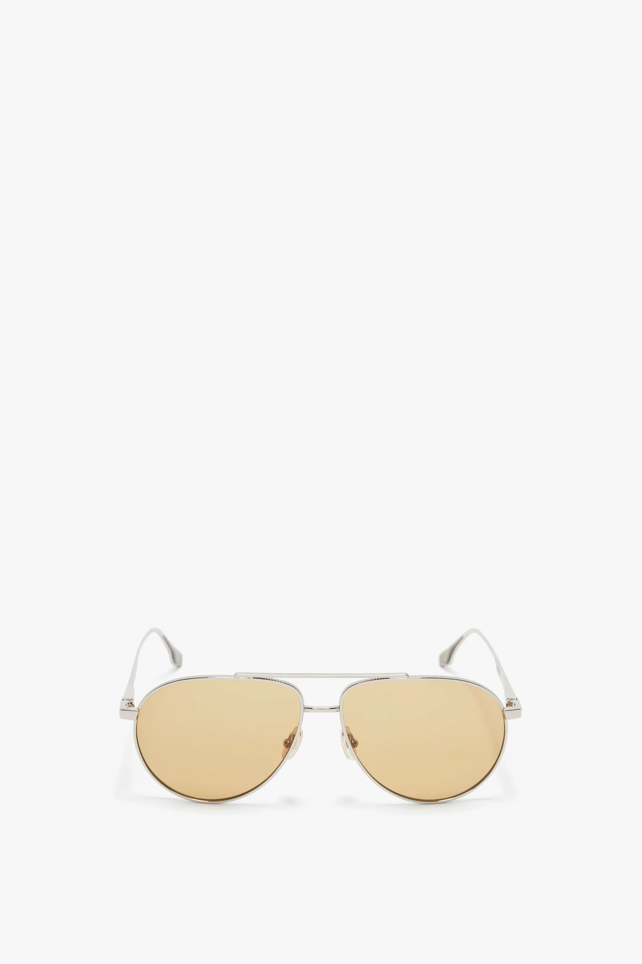 V Metal Pilot Sunglasses In Silver-Brown