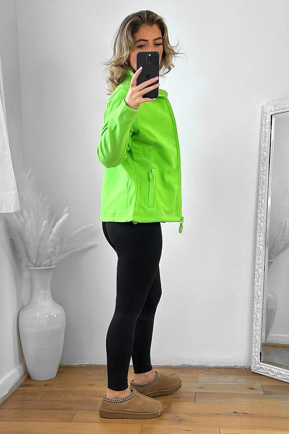 Zipped Front High Neck Fleece Jacket